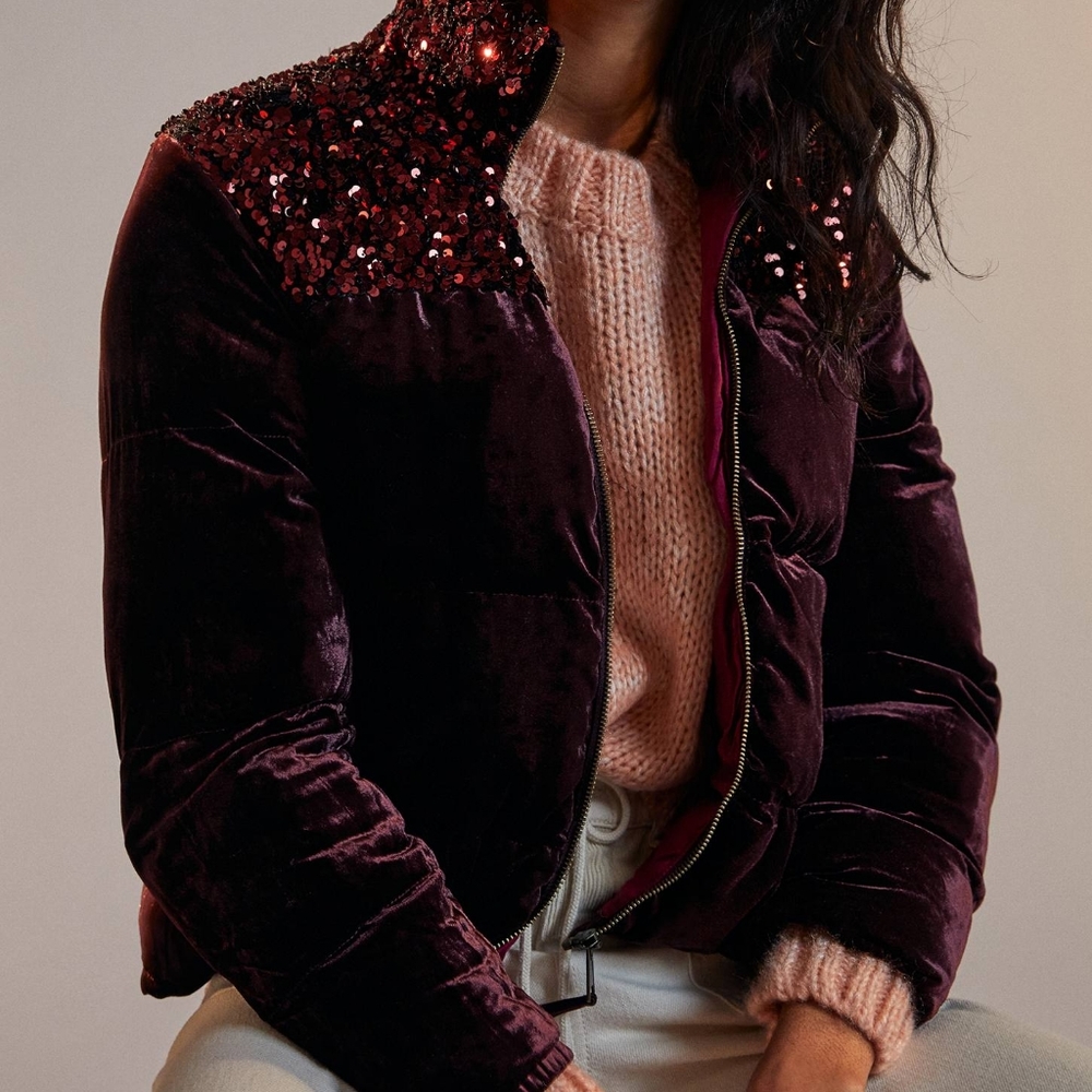 Anthropologie velvet puffer